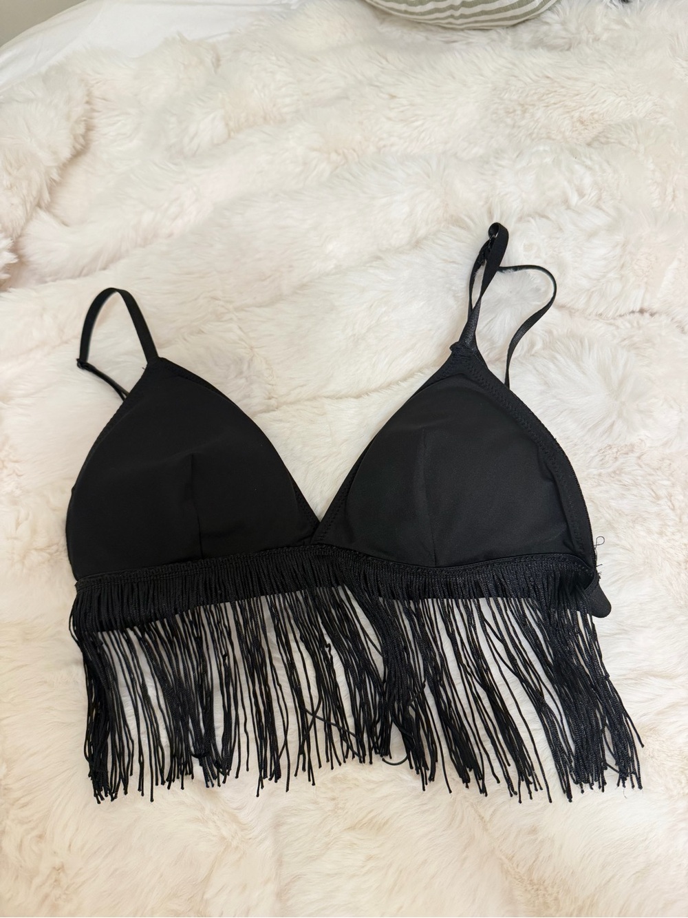 Women’s Black Fringe Bralette Top
